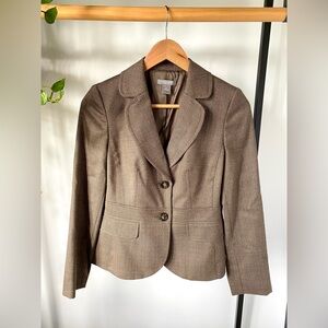 Ann Taylor Brown Tweed Two Button Blazer Petite (XS/2P)
